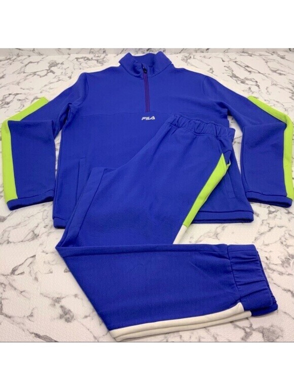 Men's FILA Royal Lime Green White Sweatsuit